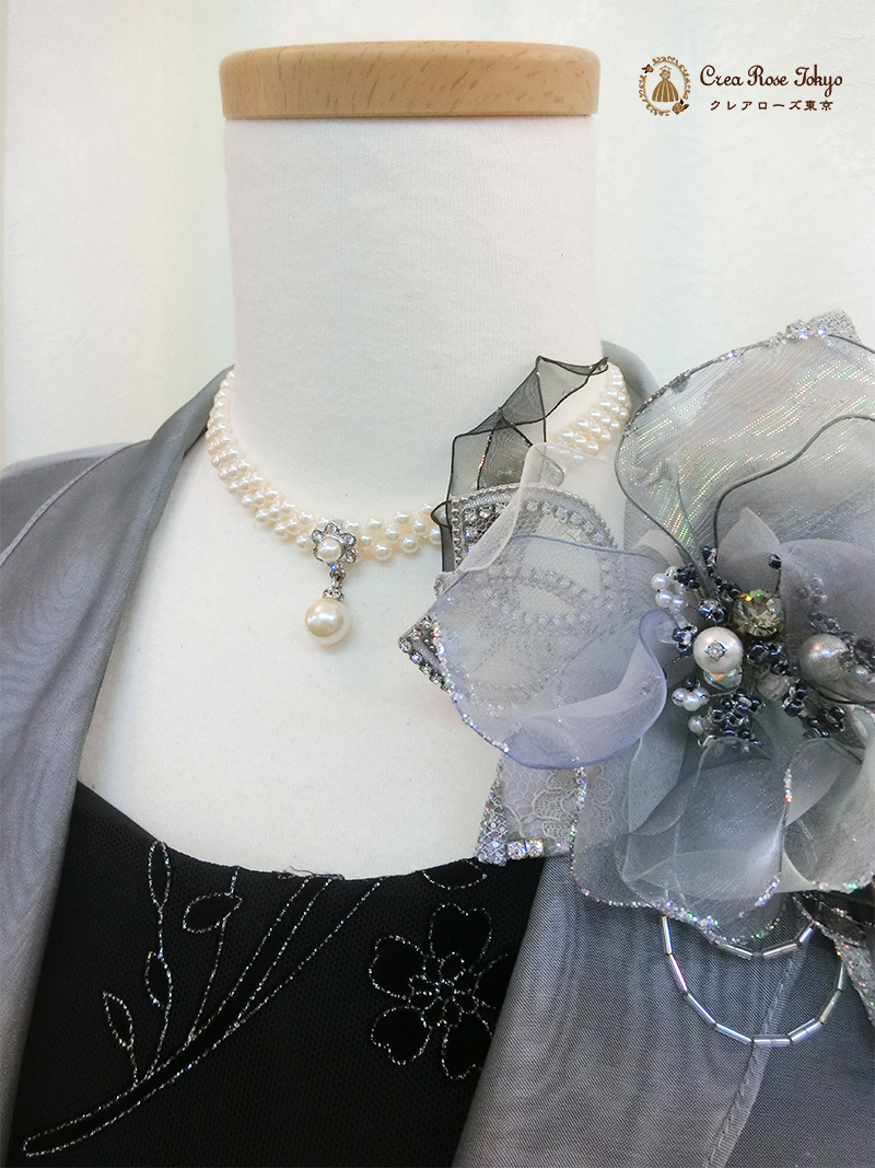 サイズ調整可能１３号～１５号2点セット[シャイネス・パティオ+セシリータボレロジャケット]大きいサイズの母親レンタルドレス