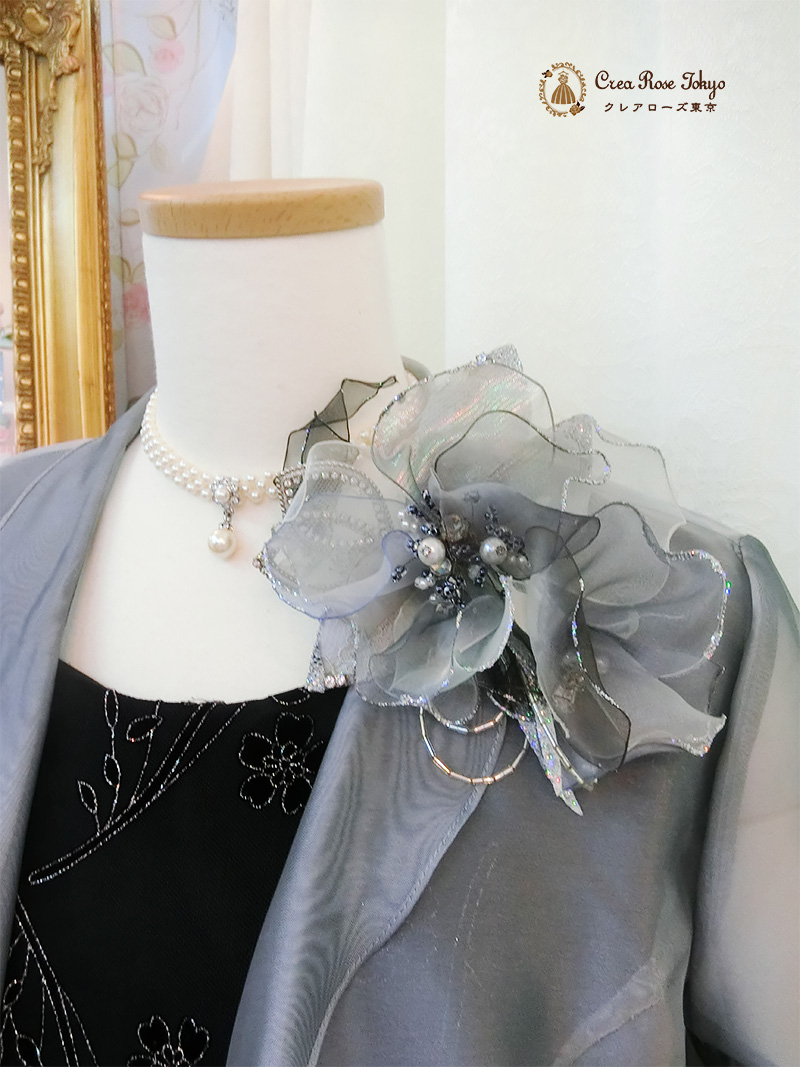 サイズ調整可能１３号～１５号2点セット[シャイネス・パティオ+セシリータボレロジャケット]大きいサイズの母親レンタルドレス