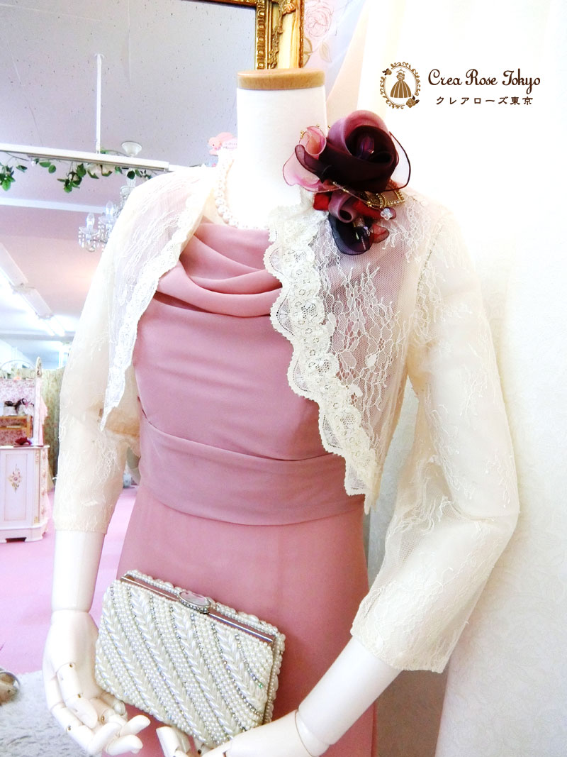 コーディネート二点セット！[エカテリーナドレス⁺エカテリーナボレロ]優しいピンクの母親ドレス