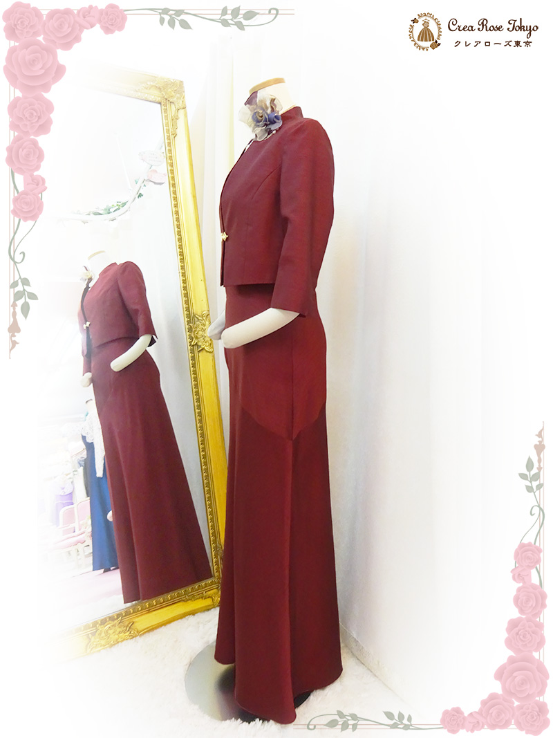 叙勲など、輝かしい晴れの日の紅一点に。細身の方【クラシコルージュドレス＋パドラジャケット】ミドル世代のジャケット着用ドレスアップに