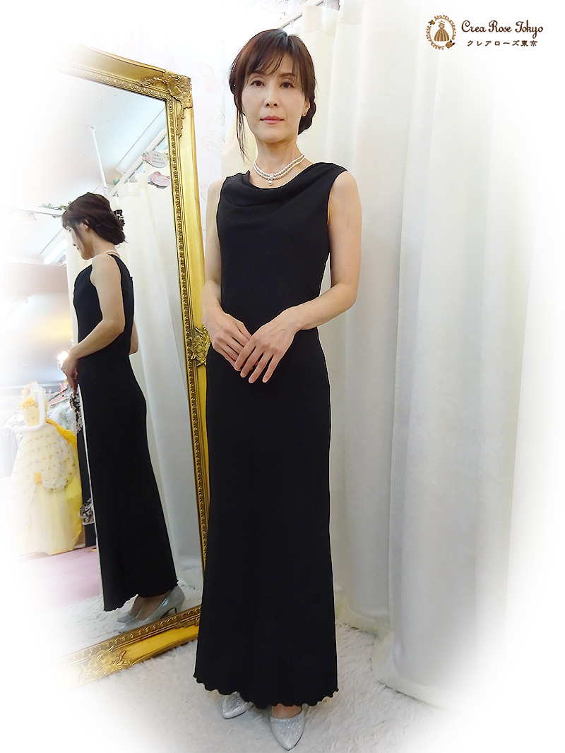 細いお母様に。カジュアルなウェディングに。2点セット【ソフィレスドレープドレス＋ハーバルレースショール】スレンダーなミセスに