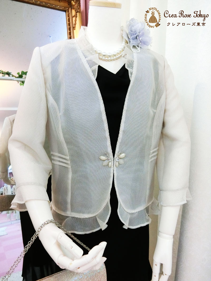 コーディネート2点セット！[ラフィーネ+シェルラジャケット]エレガントドレス