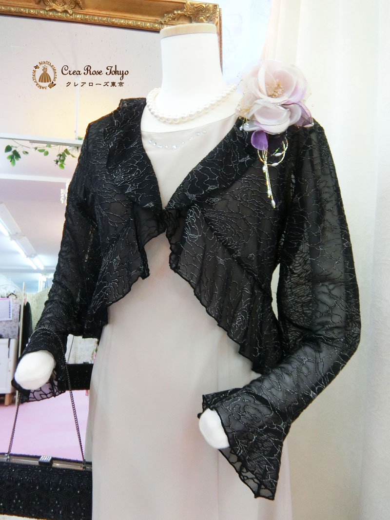 [ティンクルボレロジャケット]日本製の母親・叔母・祖母ドレス向けロングボレロ