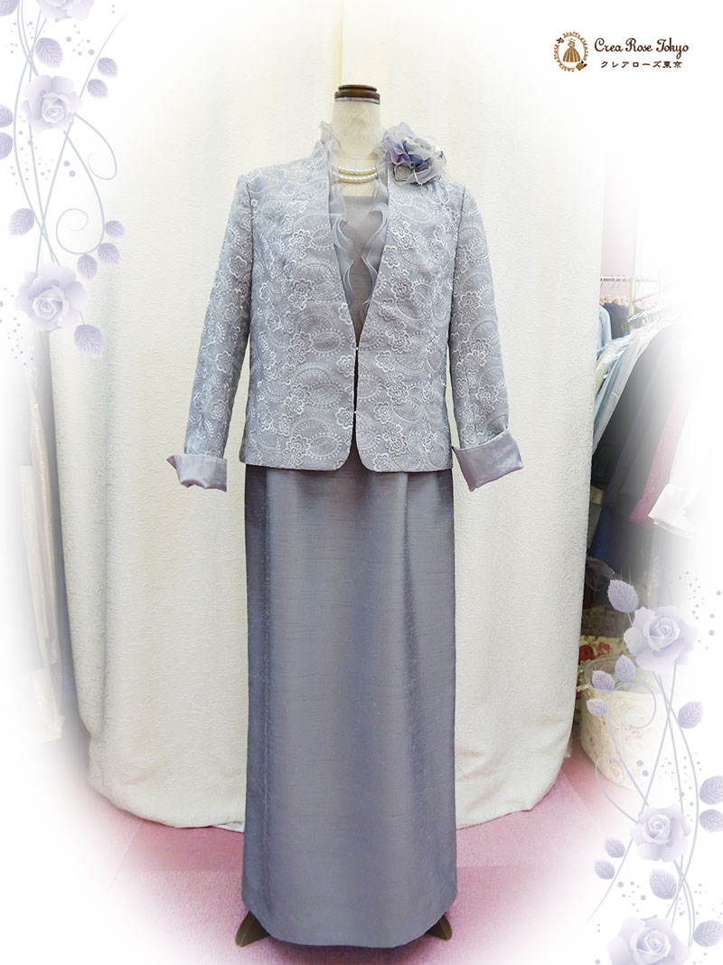 ご親族・祖母様に！美しい刺繍とフリルがエレガントな【シルビーレースジャケット】13号・大きいサイズ