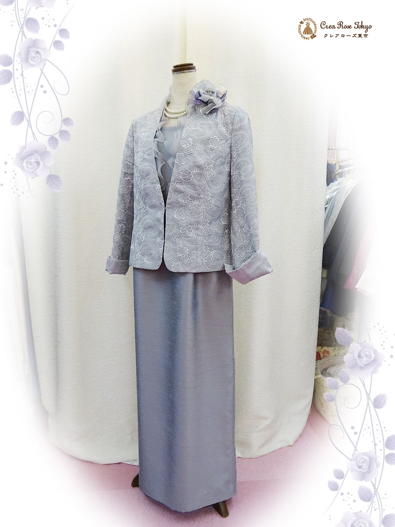 ご親族・祖母様に！美しい刺繍とフリルがエレガントな【シルビーレースジャケット】13号・大きいサイズ