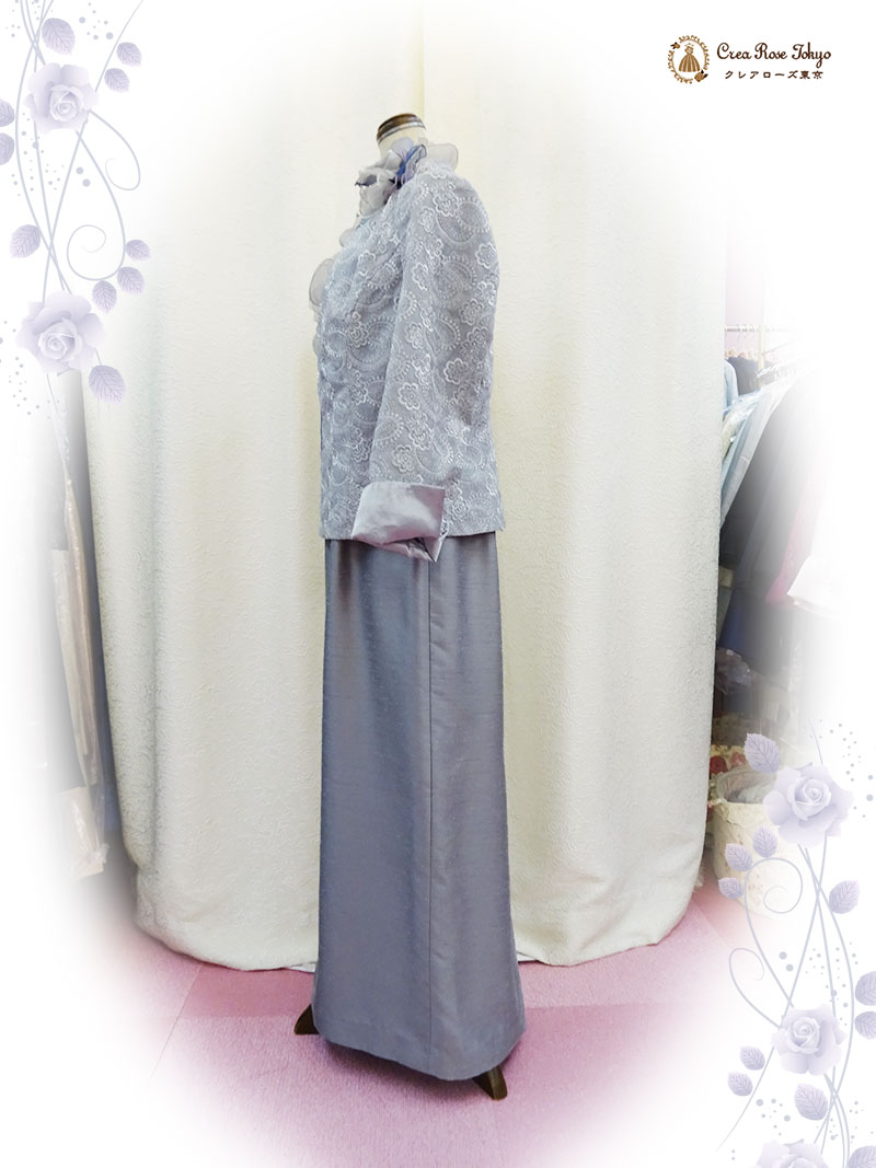 ご親族・祖母様に！美しい刺繍とフリルがエレガントな【シルビーレースジャケット】13号・大きいサイズ