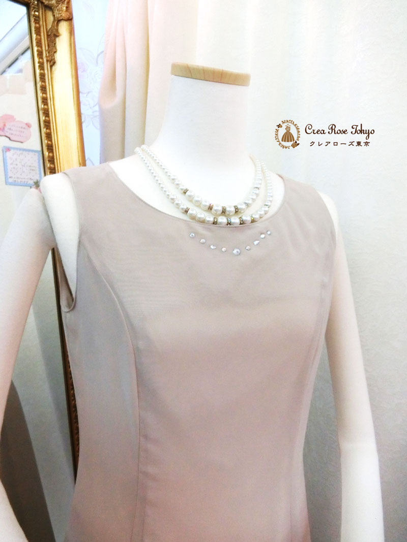 コーディネート二点セット！[ゴールディドレス+ティンクルボレロジャケット]ご親族様におすすめシンプルエレガントドレス