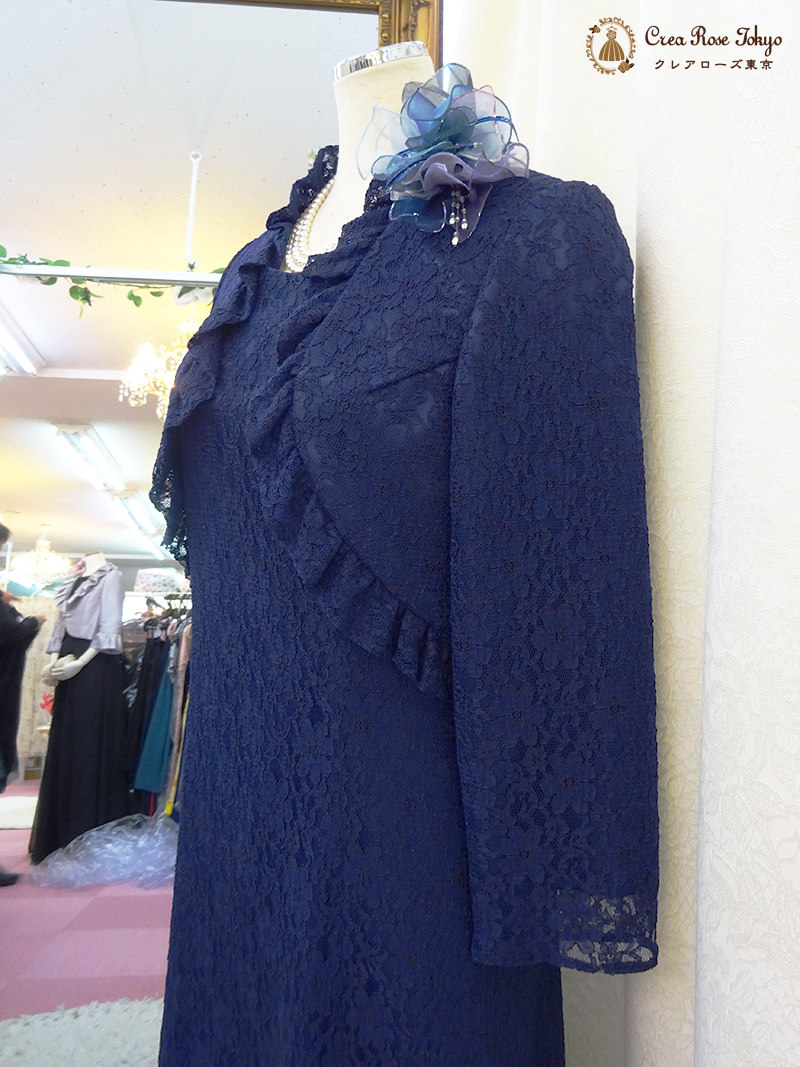 【パティオネイビーモアジャケット】人気のネイビー！上質な総レースのオリジナルミセスジャケット