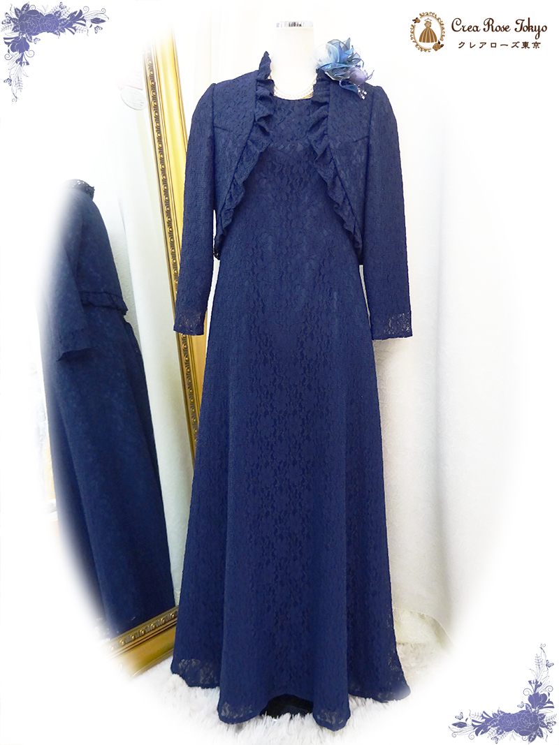 【パティオネイビーモアジャケット】人気のネイビー！上質な総レースのオリジナルミセスジャケット