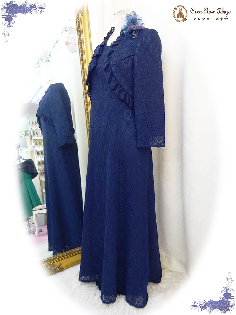 【パティオネイビーモアジャケット】人気のネイビー！上質な総レースのオリジナルミセスジャケット