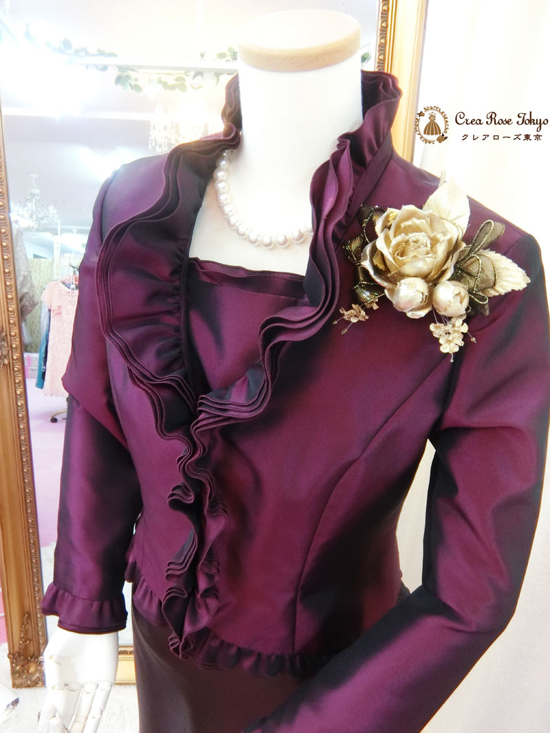 【ヴァンビーノジャケット】ワインカラーのミセスジャケット、叔母様祖母様