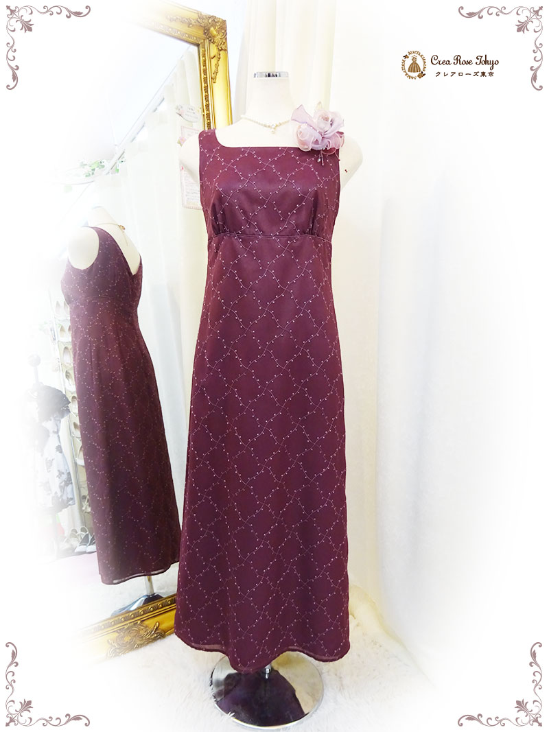 秋冬におすすめのコーディネート2点セット【ルーシーアンヌドレス＋エレガーナボレロ】ワインカラーの大人可愛いご親族様ドレス