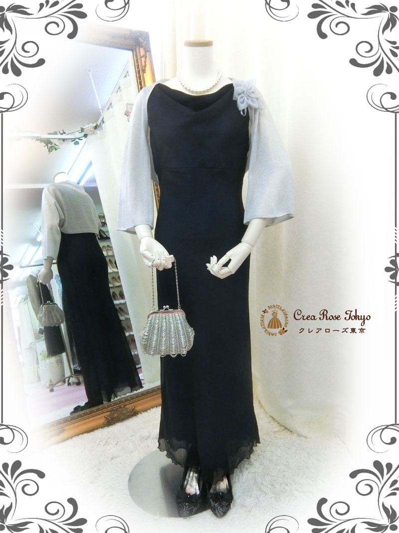 [シルバーロングボレロ]母親ドレス・マダム演奏会向けロングボレロ