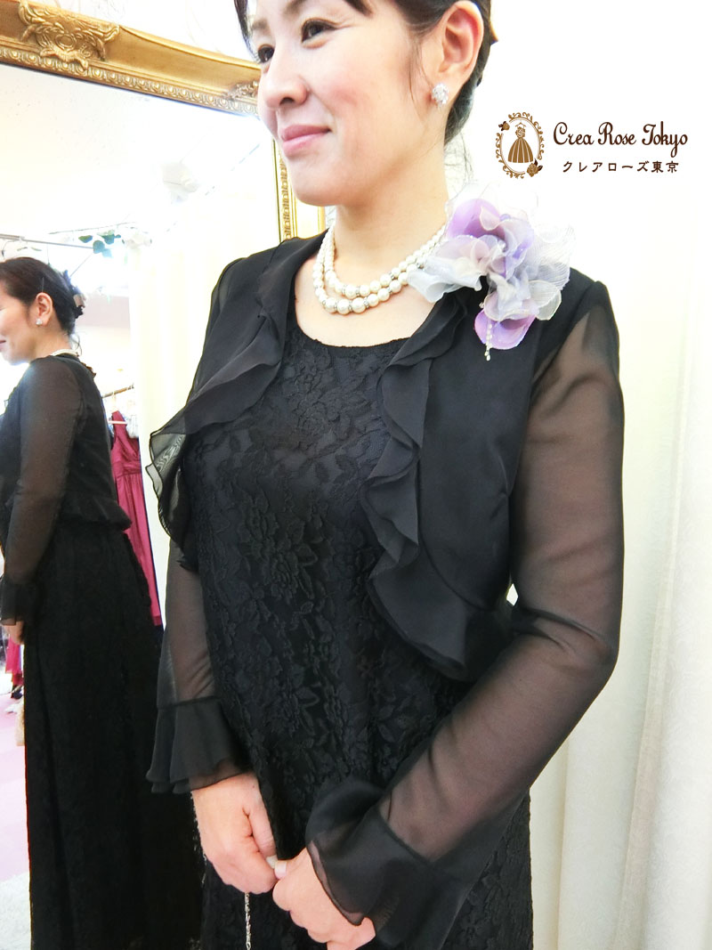 [マリコオーガンジーボレロ]母親ドレス・マダム演奏会向けロングボレロ