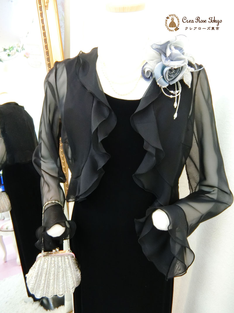 [マリコオーガンジーボレロ]母親ドレス・マダム演奏会向けロングボレロ