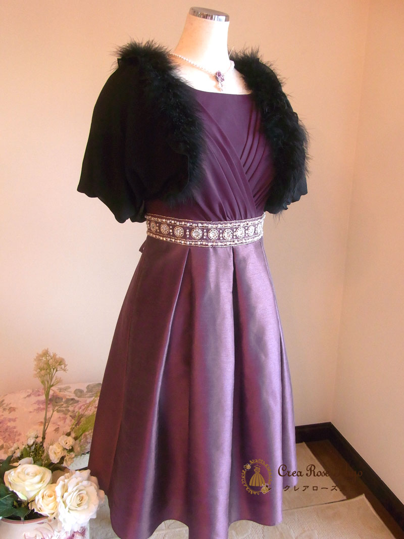 人気ドレスコーディネート2点セット！[セザンヌ+ブラックファーボレロ]結婚式お呼ばれ