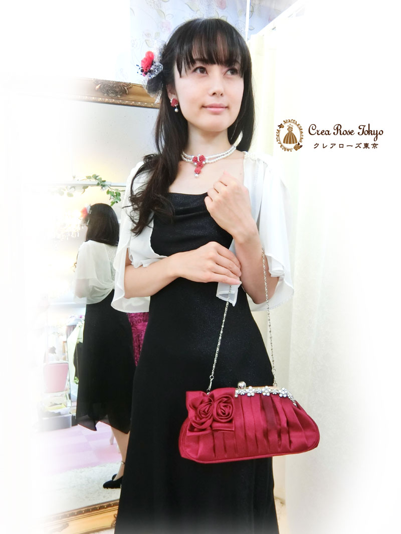 ７号～細身９号コーディネート2点セット！[エレナブラック+ドレープレースホワイトボレロ]ブラックドレス