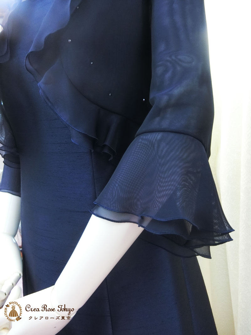 日本製の大人気ボレロジャケット[ベリカボレロ]薄手のネイビーボレロ　母親ドレスに