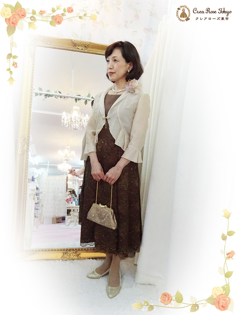 日本製の柔らかいベージュカラーボレロ【マミールボレロジャケット】 ミセスにおすすめ