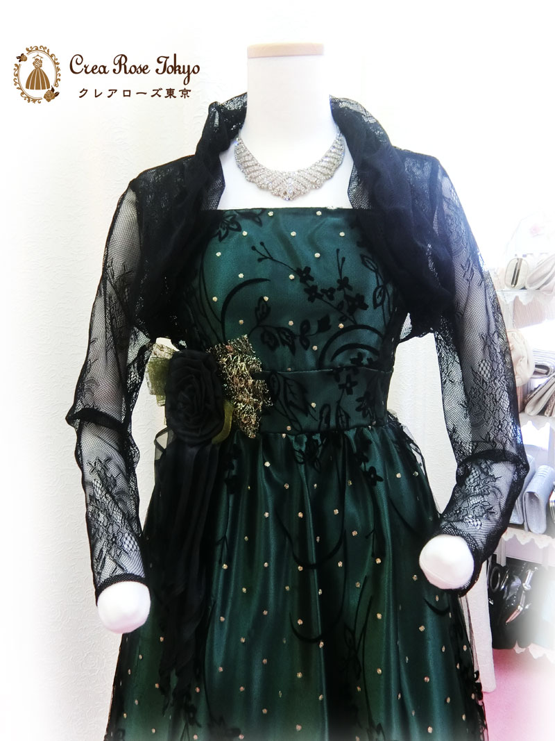 [オリーブシャンテ]深緑ロングドレス＆ロングミディアム