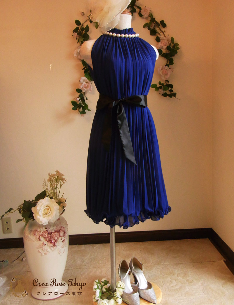 [ロイヤルブルームーン]プリーツ加工のパーティードレス　5～11号