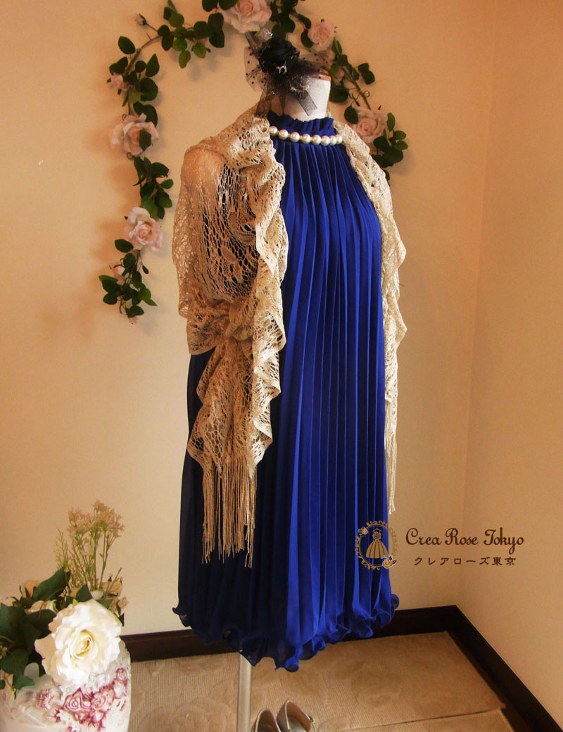 [ロイヤルブルームーン]プリーツ加工のパーティードレス　5～11号