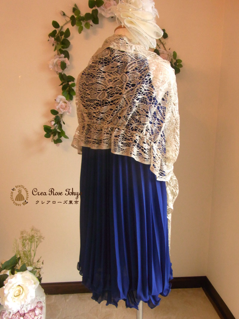 [ロイヤルブルームーン]プリーツ加工のパーティードレス　5～11号