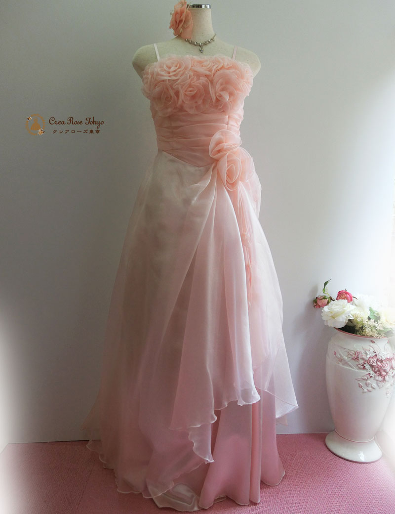 [ラブクイーン]ふんわり可愛いパステルピンクのロングドレス
