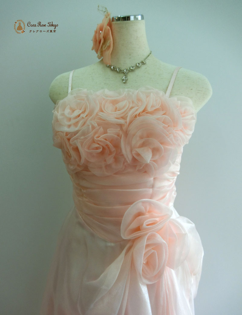 [ラブクイーン]ふんわり可愛いパステルピンクのロングドレス