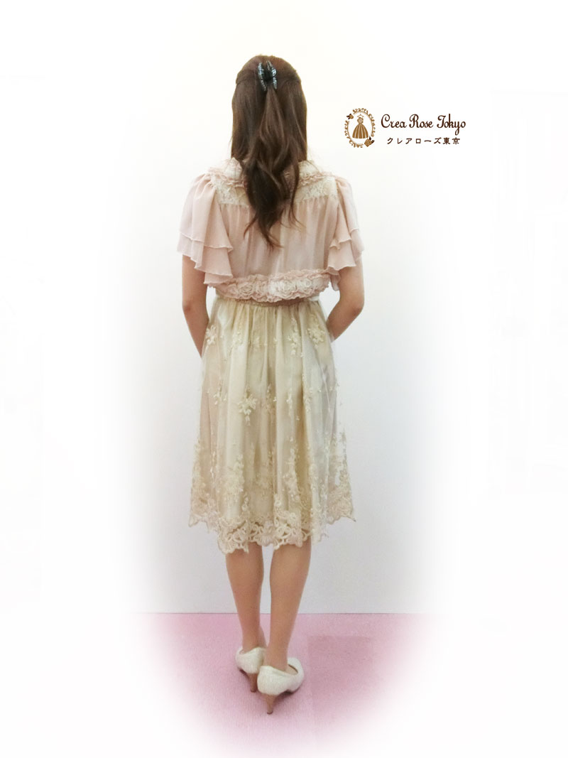 [クラシックフローラピンク]上品レースのフェミニンドレス