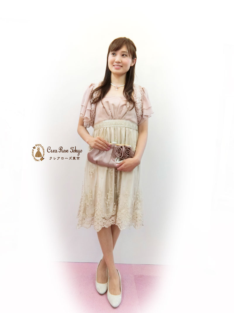 [クラシックフローラピンク]上品レースのフェミニンドレス