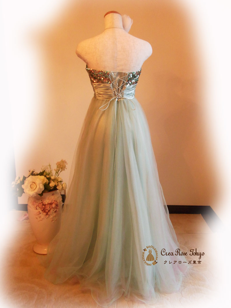 [アスナミント]ロングソフトミントドレス　発表会、謝恩会、ステージ