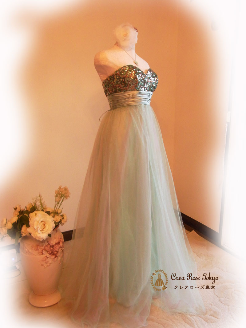 [アスナミント]ロングソフトミントドレス　発表会、謝恩会、ステージ