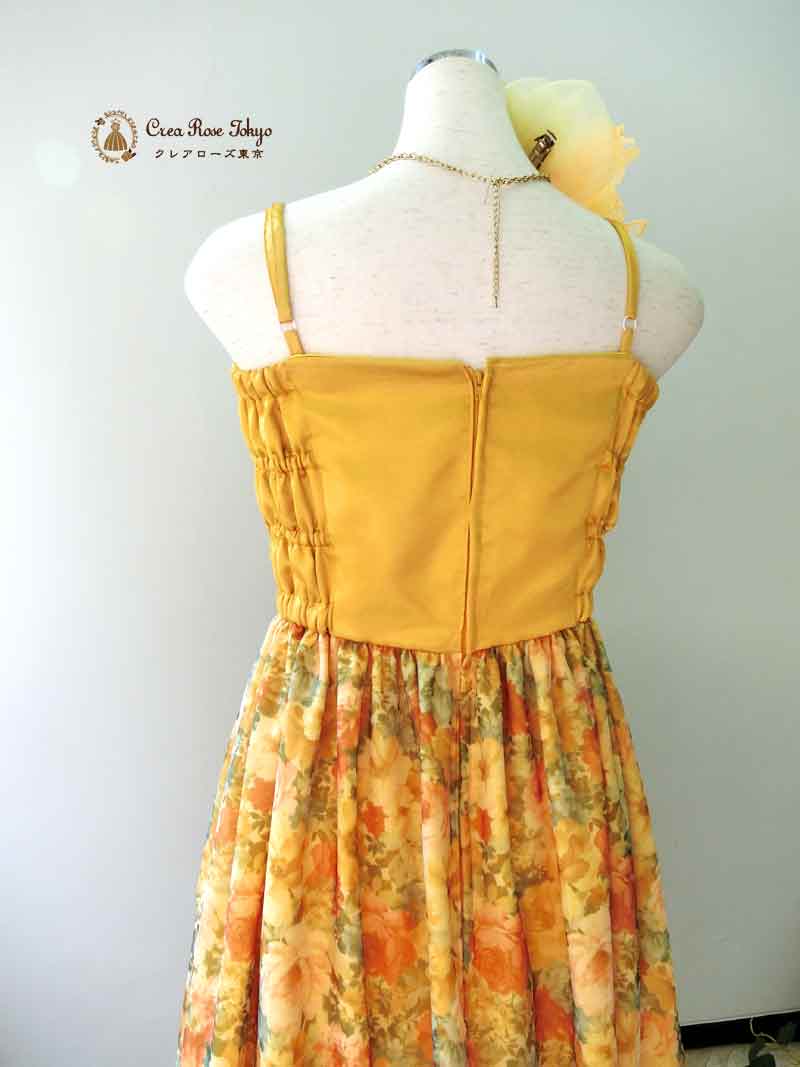 [メリンダ]オリジナル！ほがらかイエローのロングドレス