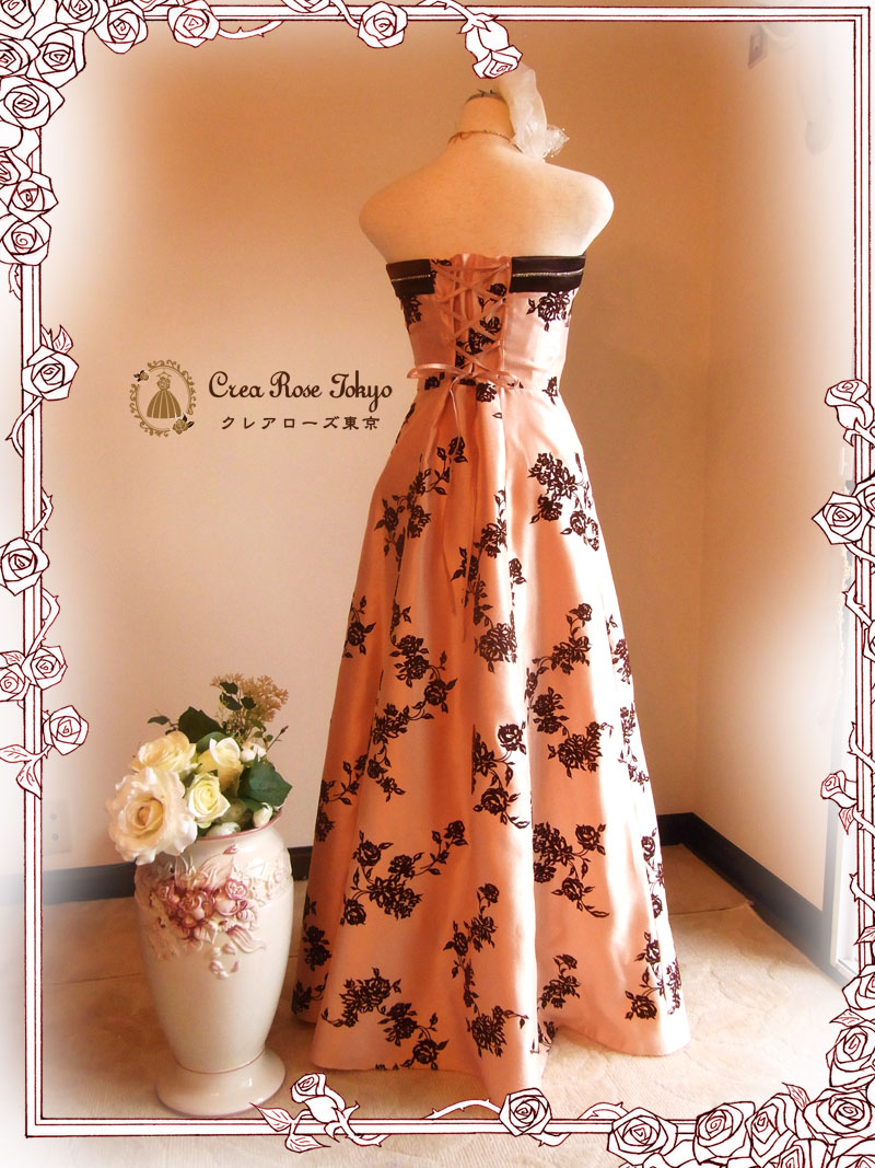 [アマンダ]清楚な薔薇柄ロングドレス　演奏会７～細み１１号