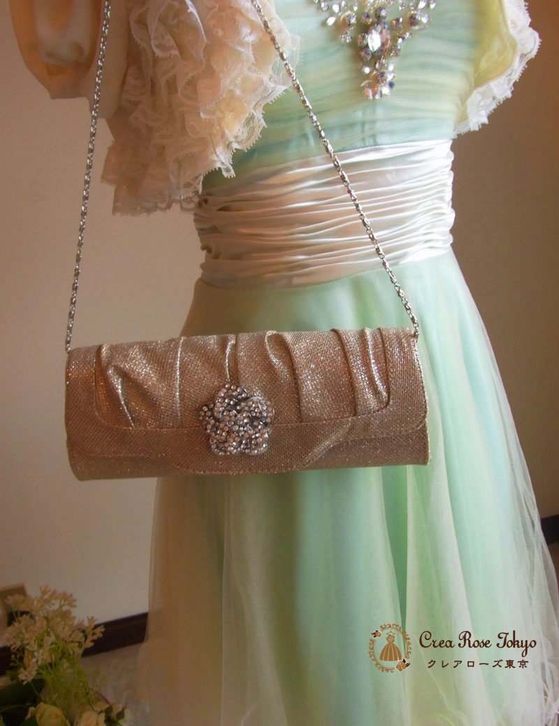 [フェアリーグリーン]ビジュー妖精パーティードレス　S～Lサイズ