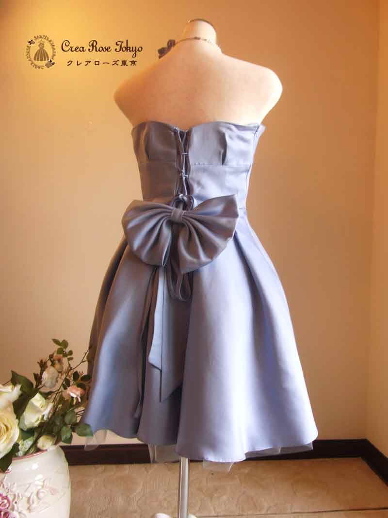 [ブルーナ]爽やかAラインの編み上げパーティードレス