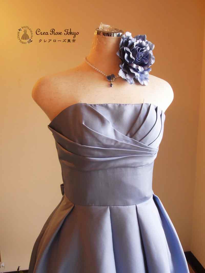 [ブルーナ]爽やかAラインの編み上げパーティードレス