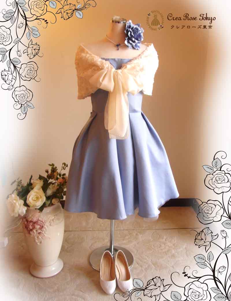 [ブルーナ]爽やかAラインの編み上げパーティードレス