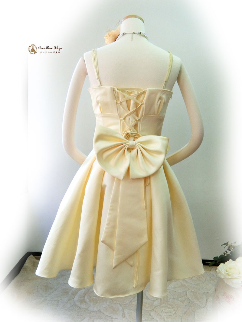 [リリエル]クリアイエローのAライン上品お嬢様パーティードレス