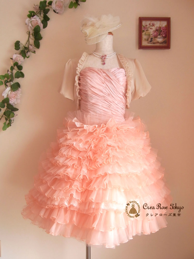 [ミュゼ]サーモンピンクのフリフリ豪華ドレス