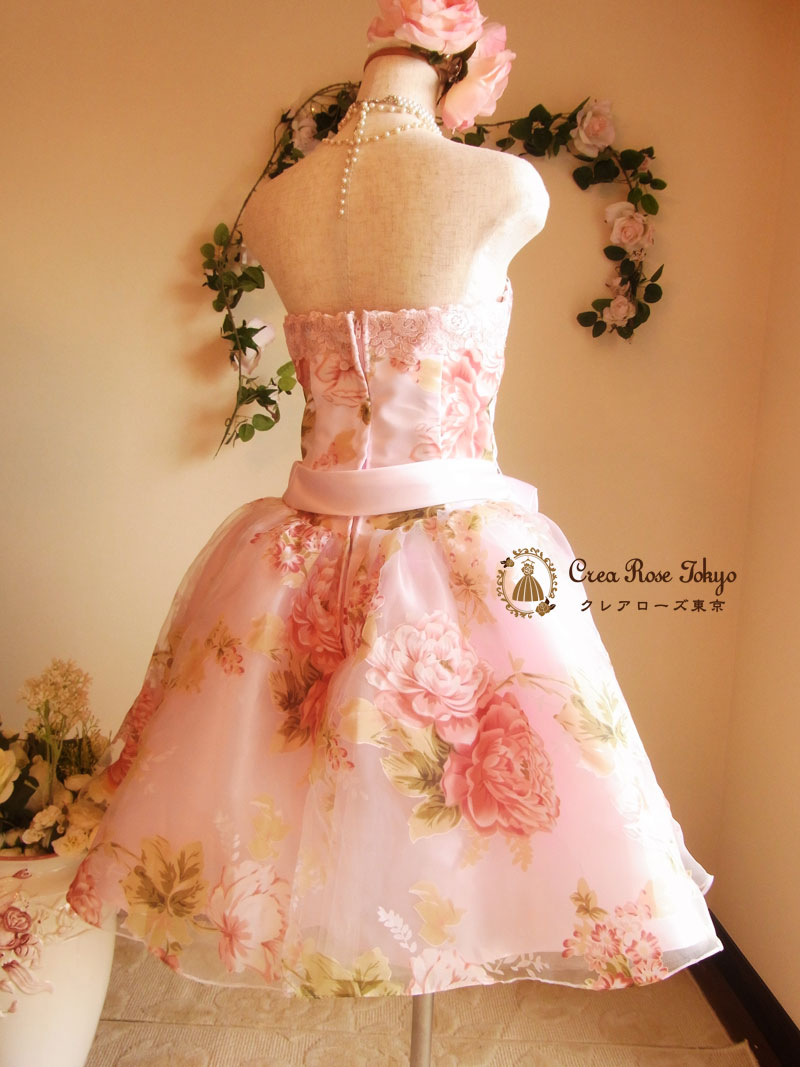 [プリティローズ]ピンク薔薇の可愛いドレス　パーティードレス　Mサイズ９号