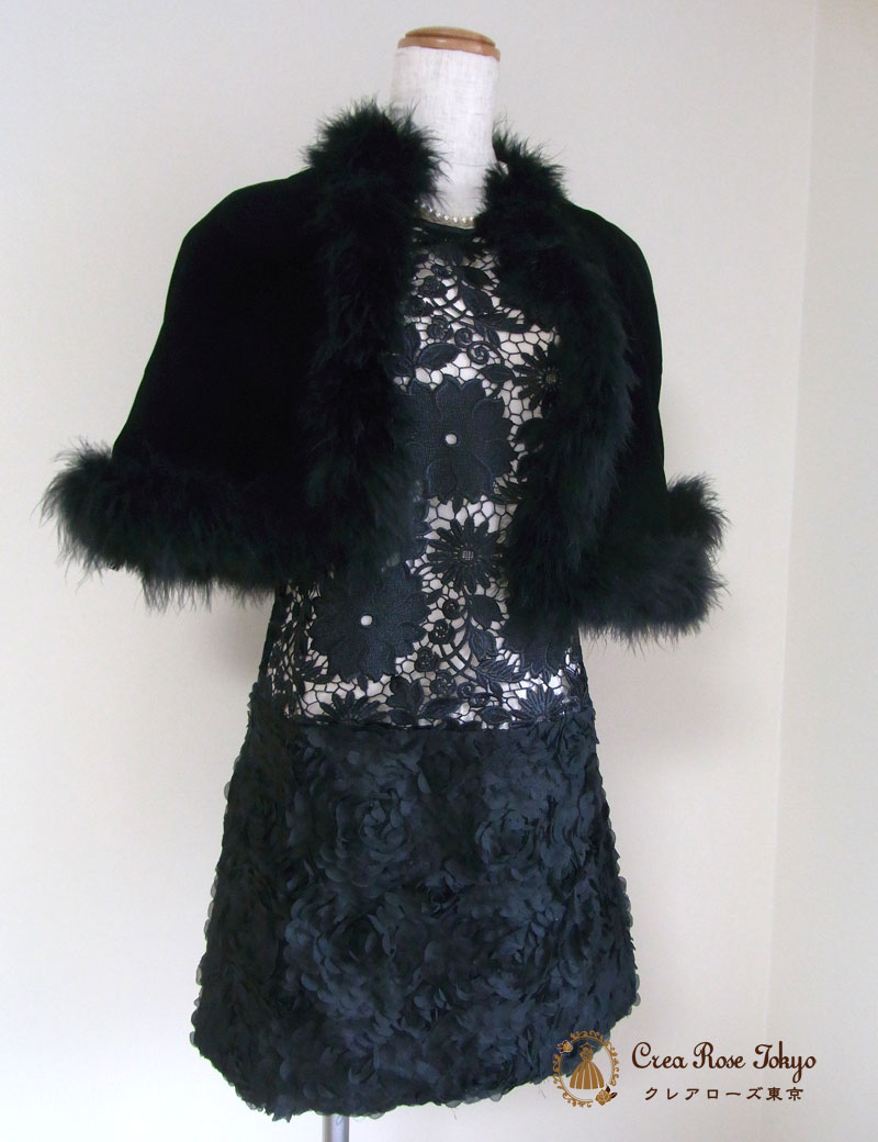 [グロリア]ブラック総刺繍ワンピースドレス　Mサイズ９号