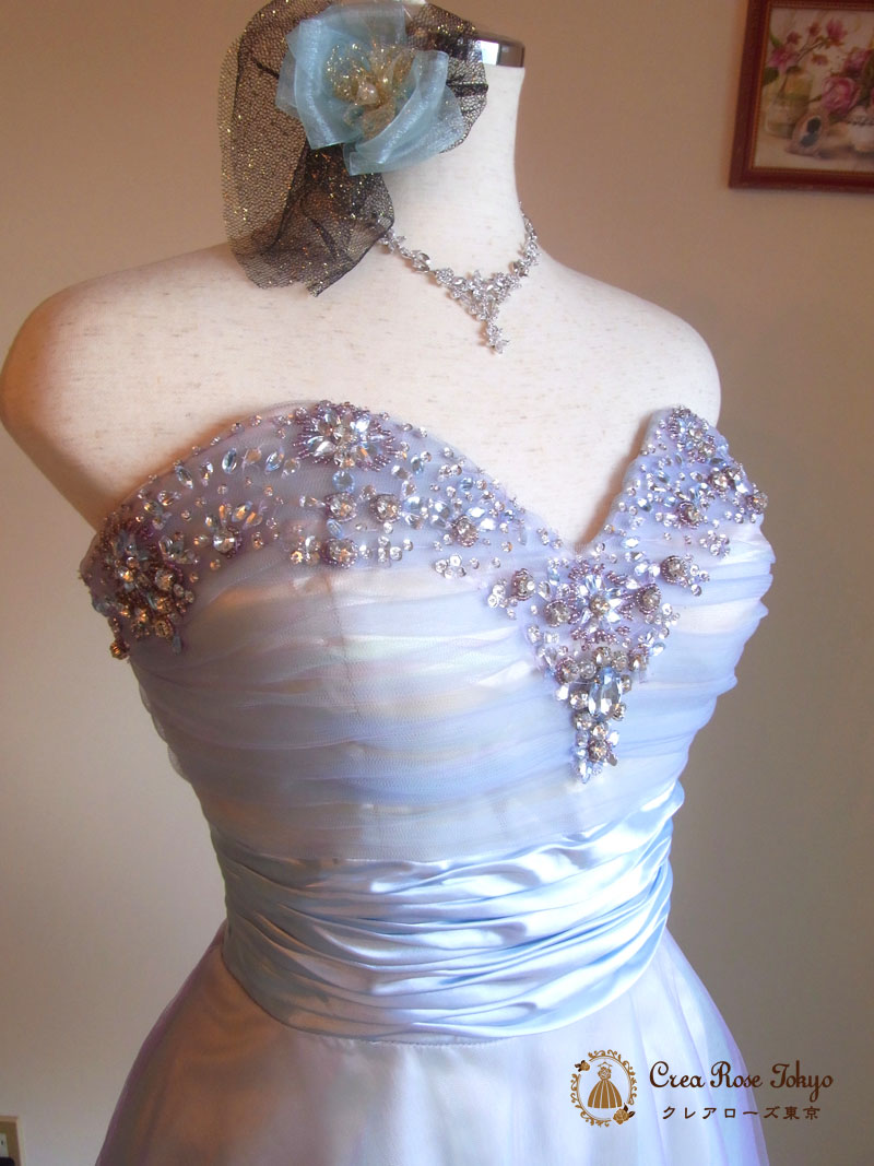 [クラリス]キラキラビジューのパーティードレス　Ｍ～ＬＬサイズ