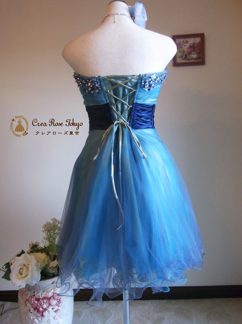 [ブルーシャイン]ビジューのお呼ばれゲストドレス　S～LＬ(７～１3号)サイズ