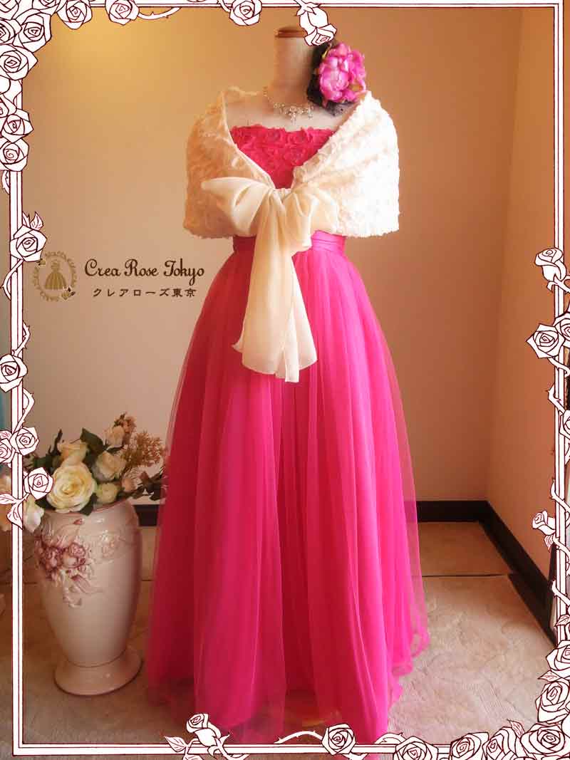 [ローズショール]可愛い薔薇のホワイトショール