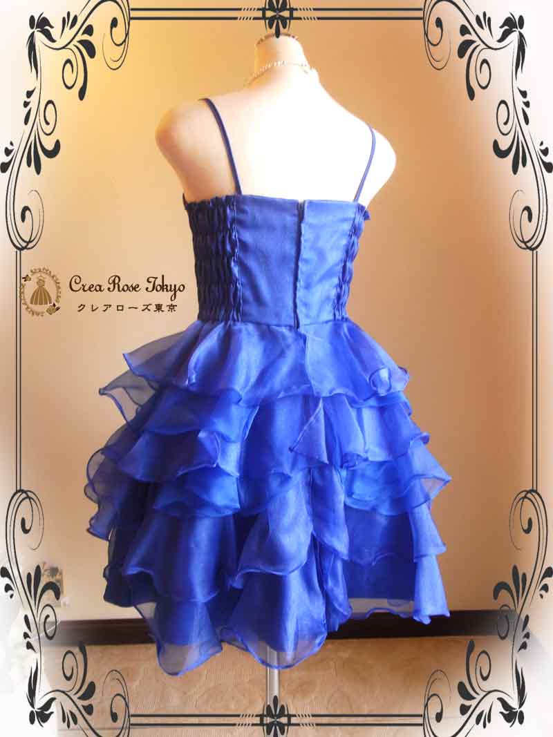 [ブルーサファイヤ]オリジナル！立体薔薇風ミディアムパーティードレス
