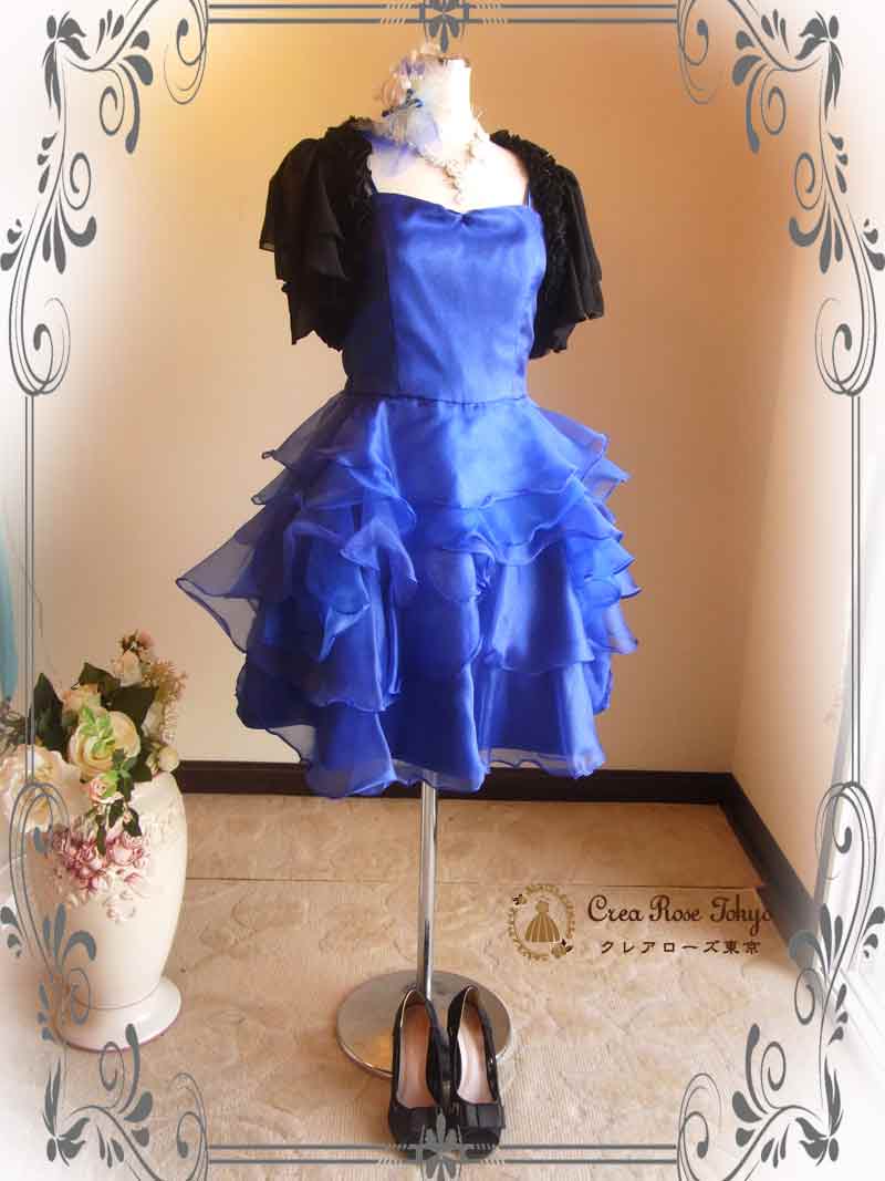 [ブルーサファイヤ]オリジナル！立体薔薇風ミディアムパーティードレス
