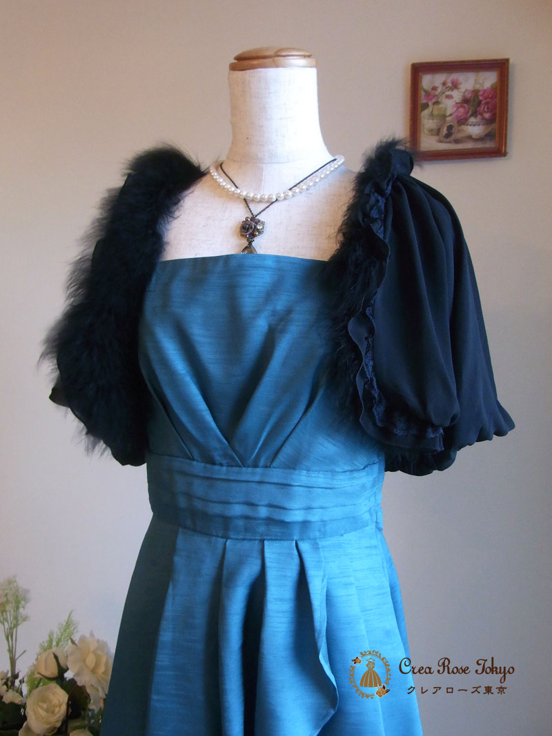 [サランヌ]シャンタンフレアパーティードレス　Lサイズ