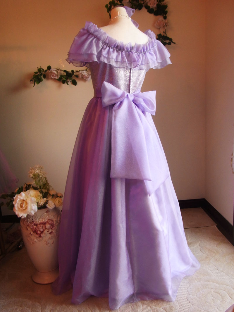 [ルディア]クラシカルパープルロングドレス　Ｌサイズ１１号　演奏会、ステージ